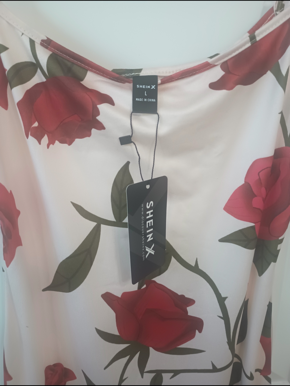 Shein Floral Red Rose Print Tank Top